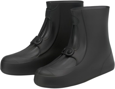 BAWALY Silicone Shoe Cover,Double-Breasted 27.5 cm Waterproof Shoes Cover for Rainy Silicone Black Boots Shoe Cover(Large Pack of 1)
