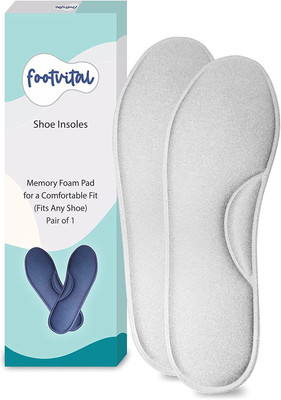 Foot Vital Memory Foam Shoe Insoles Comfortable Insoles Supports Heel & Arch (Pack of 1) Insole(Grey)