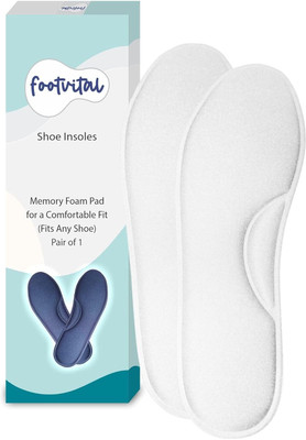Foot Vital Memory Foam Shoe Insoles Comfortable Insoles Supports Heel & Arch (Pack of 1) Insole(White)