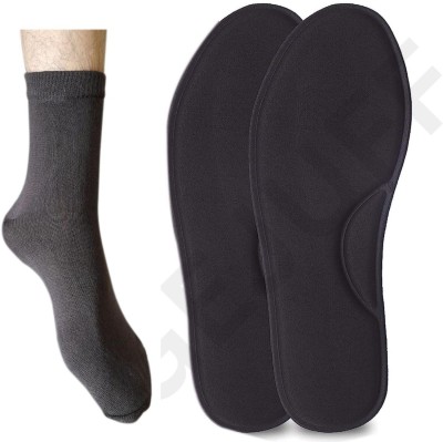 GEJUFF Memory Foam Insole for Men & Women Kids, Boys, Girl with 1 Pair Socks Combo Form Arch Regular Shoe Insole(Black)