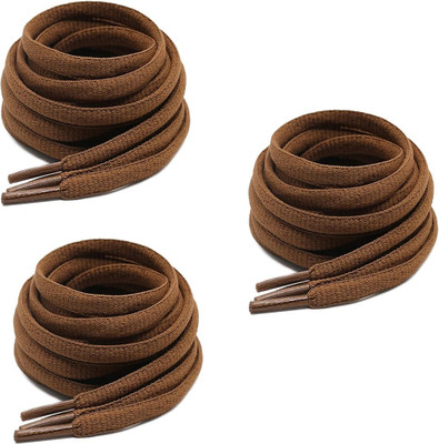 XERUS shoe laces round teak brown camel 120cm 3pair sport boot oval laces Shoe Lace(teak brown Set of 3)