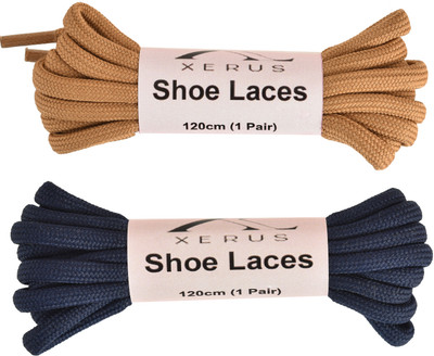 XERUS Round Shoe Lace 90CM Shoe Lace(Tan, navy blue Set of 2)