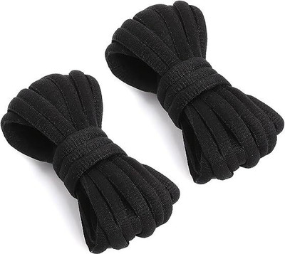 Royal Bird Oval Shoelaces Round Half Round Shoe Laces for Sneakers Shoe Lace(Black Set of 4)
