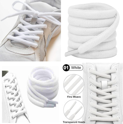 zeepzone ovel white 5 pair Shoe Lace(White Set of 5)