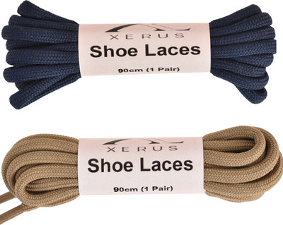 XERUS Shoe Lace Round Navy Blue Khaki For Boot Sport Hiking Shoes Shoe Lace(Navy Blue, Khaki Set of 2)
