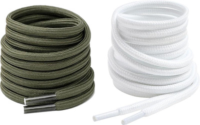 XERUS shoe laces Army green White round 120cm for boot sport hiking shoes Shoe Lace(White, Army green Set of 2)