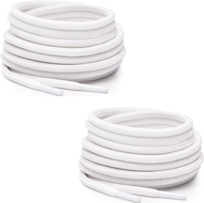 bilAnca Round 48 Inches Long White Formal Shoe Boot Strings Sneakers (2 Pairs) Shoe Lace(White Set of 2)