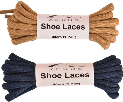 XERUS Shoe Lace Round Camel Tan Navy Blue For Boot Sport Hiking Shoes Shoe Lace(Tan, Navy Blue Set of 2)