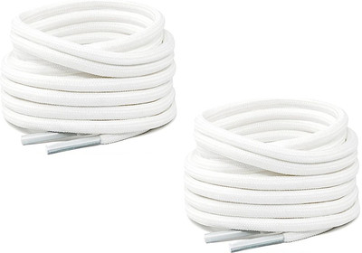 SHOESHINE 2 Pair Round Boot Lace Casual, Hiking Shoelace (120cm) 4mm Thick WHITE Shoe Lace(White Set of 2)
