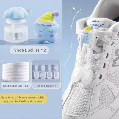 Athline Kids Cartoon Face Silicone No Tie Shoelace Locks Quick(LC92), Quick Shoe Lace(White Set of 1)