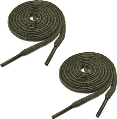 SHOESHINE Oval Round shoe lace Army Green 120cm Shoe Lace(Army Green Set of 2)