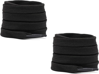 LUCATTO Lace black flat Shoe Lace(Black flat48 Set of 2)