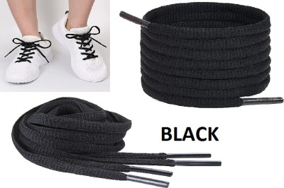 FEELPZONE Black Oval 4 Pairs Shoelace Half Round Shoelaces. 120 Shoe Lace(Black Set of 4)