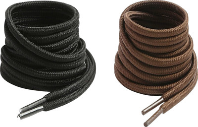XERUS Round Shoe Laces 120CM Boot Lace Casual Hiking Black Chocolate Shoe Lace(Black, Brown Set of 2)