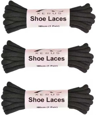 Vinylzone 3-Pair Black Oval Shoe laces for Men/Women/Girls Shoe Lace(Athletic Running Sneakers Shoes Boot Strings Shoe Lace Black Round Set of 3)