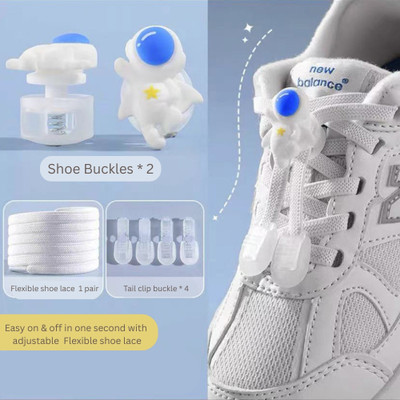 Athline Kids Cartoon Face Silicone No Tie Shoelace Locks Quick(LC89), Quick Shoe Lace(White Set of 1)