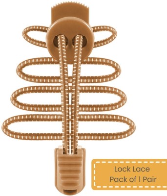 Athline Lock Lace, Break Free from Tying All Day, Sports Shoes, Sneakers, Stretchable Shoe Lace(Light Brown Set of 1)