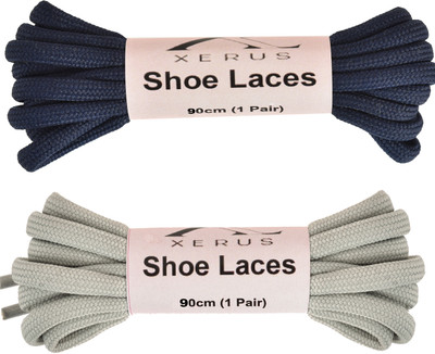 XERUS Shoe Lace Round Light Grey Navy Blue For Boot Sport Hiking Shoes Shoe Lace(Light Grey, Navy Blue Set of 2)