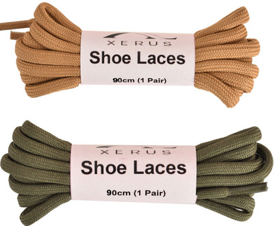 XERUS Shoe Lace Round Camel Tan Olive Green For Boot Sport Hiking Shoes Shoe Lace(Tan, Green Set of 2)