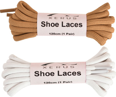 XERUS Shoe Lace Round Camel Tan White For Boot Sport Hiking Shoes Shoe Lace(Tan, White Set of 2)