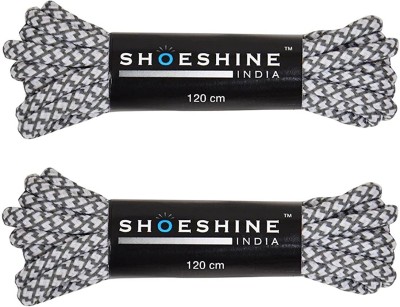 SHOESHINE Sports/Casual shoe Round Grey White Rope Shoe Lace(Grey White Set of 2)