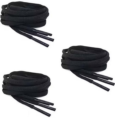 Vinylzone Best 3-pair Black owal laces for men/women/girl Shoe Lace(Athletic Running Sneakers Shoes Boot Strings Shoe Lace Black Round Set of 3)