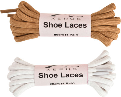 XERUS Shoe Lace Round Camel Tan White For Boot Sport Hiking Shoes Shoe Lace(Tan, White Set of 2)
