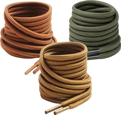 XERUS shoe lace Hiking Army Teak Tan 120cm 3pair sneakers canvas Shoe Lace(Army green, Teak, Tan Set of 3)