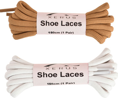 XERUS Shoe Lace Round Camel Tan White For Boot Sport Hiking Shoes Shoe Lace(Tan, White Set of 2)