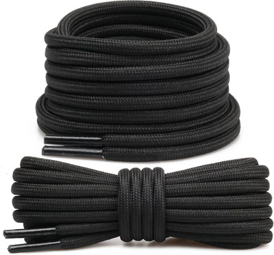 Vinylzone 2 Pair New Black INDIA Round Hiking Shoelace 120cm trekking Shoe Lace Shoe Lace(Athletic Running Sneakers Shoes Boot Laces Hiking Trekking Shoe Laces Set of 2)