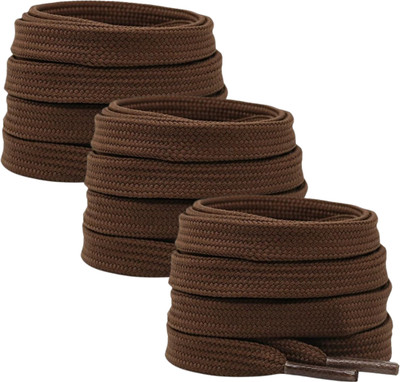 Khitoliyas Premium 3 Pairs of Flat Shoe Laces 120 CM Shoelaces for Everyday Sneaker Brown Shoe Lace(Coffee Brown Set of 3)