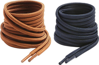 house of common Navy Teak Round 90cm Shoe Lace(Navy blue, Teak brown Set of 2)
