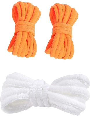 shivay 348 Shoe Lace(Orange, White Set of 4)