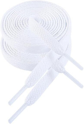 Rahul Enterprises Flat Shoe Lace 120CM Casual Sneakers Shoe Lace(White Set of 2)