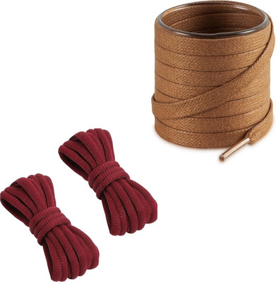 shivay 812 Shoe Lace(Brown, Maroon Set of 4)
