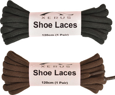 XERUS Shoe Lace Round Black Coffee For Boot Sport Hiking Shoe Lace(Black, Dark Brown Set of 2)