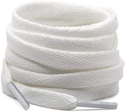 zeepzone Shoe laces Wide for Athletic Running Sneakers ( White Flat set of 3) Shoe Lace(White Set of 3)