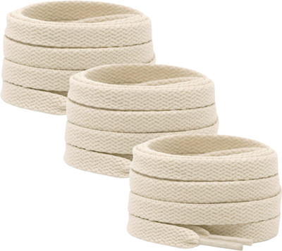 Khitoliyas Premium 3 Pairs of Flat Shoe Laces 120 CM Shoelaces for Everyday Sneaker Cream Shoe Lace(Cream Color Set of 3)