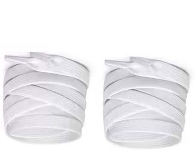 Vinylzone 120cm White Shoe Laces Tube Style Shoelace for Sneakers & Sports Shoes Shoe Lace(Athletic Running Sneakers Shoes Boot Strings Shoe Lace White Flat Set of 2)