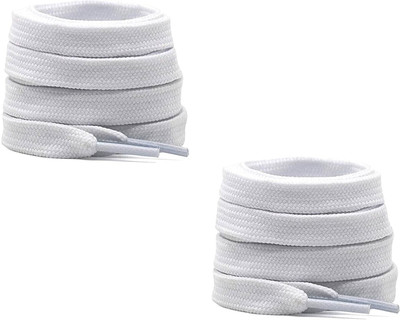 SHOESHINE Flat Hollow Thick (120cm) for casual shoes Shoe Lace(White Set of 2)