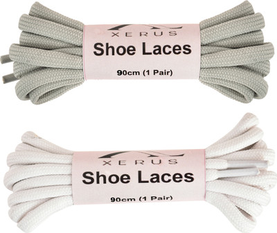 XERUS Shoe Lace Round Light White For Boot Sport Hiking Shoes Shoe Lace(Light Grey, White Set of 2)