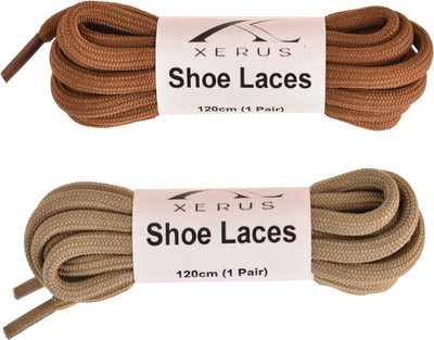 XERUS Shoe Lace Round Brown Khaki For Boot Sport Hiking Shoes Shoe Lace(Brown, Khaki Set of 2)