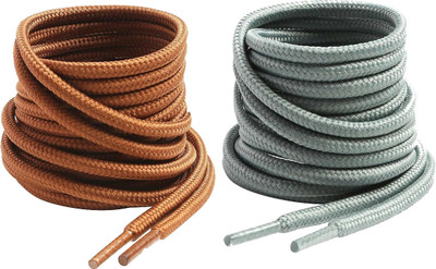 house of common Light Grey Teak Round 90cm Shoe Lace(Light Grey, brown Teak Set of 2)