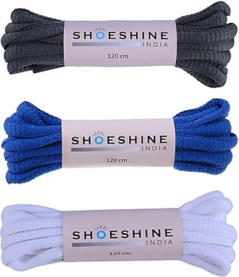 SHOESHINE oval round sports shoelace (W10) pack of 3 pairs Shoe Lace(Multi Set of 3)