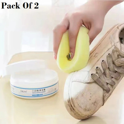FlyTouch 2-Multi-Functional Cleaning Cream Deep Cleansing White Shoe Cleaning Cream Tools Canvas, Leather, Nubuck, Patent Leather, Sports, Suede, Synthetic Leather, Velour Shoe Cream(White)