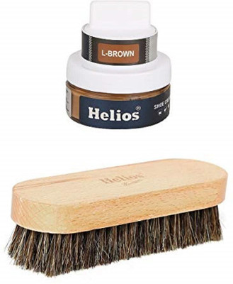 Helios Shoe Accessories Kit 1 L.Brown Shoe Cream 199, 1 Horse Hair Brush Leather Shoe Cream(Brown)