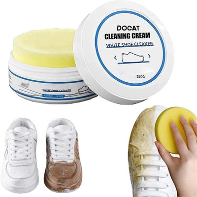 AVIRA OVERSEAS White Shoe Cleaner Cream with Sponge Instant Shoe Whitener Leather, Synthetic Leather, Sports, Canvas Shoe Cleaner(White)