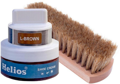 Helios ShoeCream Glass Jar With Applicator With Horse Hair Shoe Brush E TAN Patent Leather Shoe Cream(Multicolor)