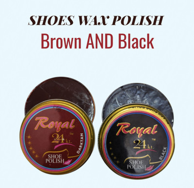 Royal24kt Leather shoes Wax polish, Colour - Black, Brown ( Pack of 2 piece Leather Shoe Wax Polish(Multicolor)