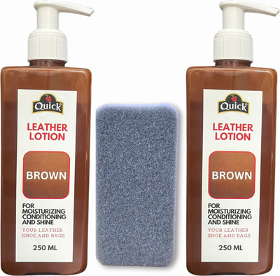 Quick Leather Lotion Cream For Shoes Bags and Jacket | 2 x 250 ML Pack | Brown | Leather Shoe Lotion(Brown)